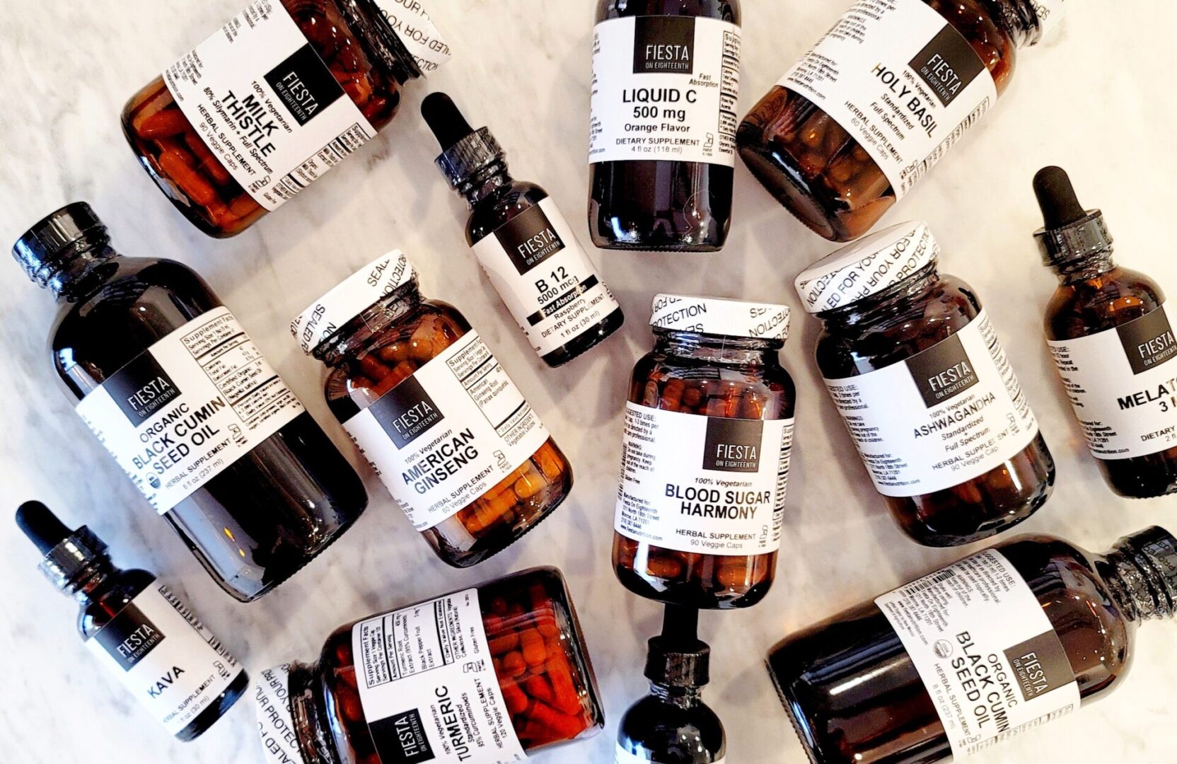 A curated wall of supplements and vitamins