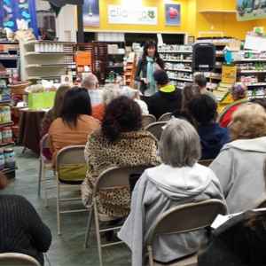 A packed in-store wellness talk among the shelves at Fiesta